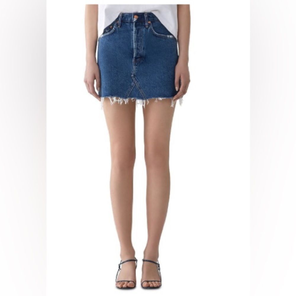 AGOLDE jean mini distressed skirt size 27